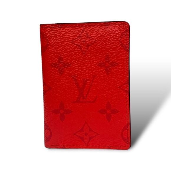 ❤️SOLD❤️Louis Vuitton Fire Red Taigarama Monogram Pocket Organizer - Picture 1 of 10